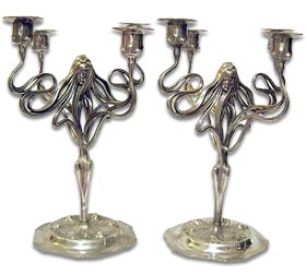 antique marks - art nouveau gallery - orivit pewter candelabra