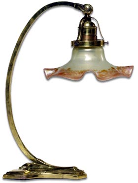 antique marks - art nouveau gallery - loetz brass and glass desk lamp