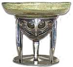 Liberty Arts and Crafts Pewter bowl 
          with clutha glass bowl