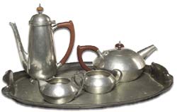 art nouveau liberty & co. 
            pewter tea set