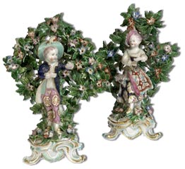 A pair of bow porcelain  New Dancer figures c1765