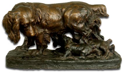 antique marks - bronze cartier spaniel and pups