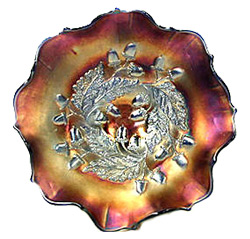 Collecting Carnival Glass - Acorns 
                pattern bowl by Millersberg
