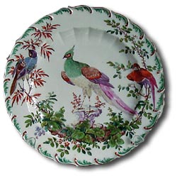 chelsea porcelain - bird 
and foliage decorated cabinet plate