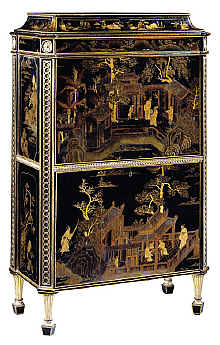 antique marks glossary - chippendale chinese lacquer secretaire c1773