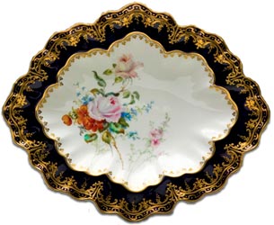 antique marks - a handpainted derby dish by albert gregory
