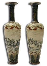 doulton - hannah barlow pair of vases