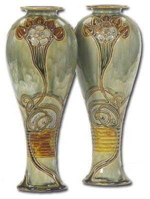 Royal Doulton Gallery - francis pope pair art nouveau vases