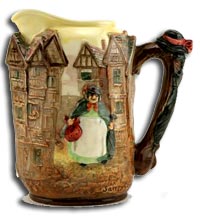 antique marks - royal doulton and charles noke -  sairey gamp seriesware jug