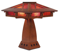Craftsman Lamp Shades on Arts   Crafts Lamp   Oak And Slag Glass  Corbeled Shade With Overlay