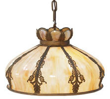 Arts and Crafts Chandelier with 
          panelled glass shade