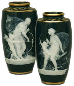 Minton Pair 
            Pate-sur-Pate Vases