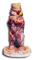 moorcroft - model of a bear, 
            on hind legs, covered in a flamb&eacute; and yellow glaze