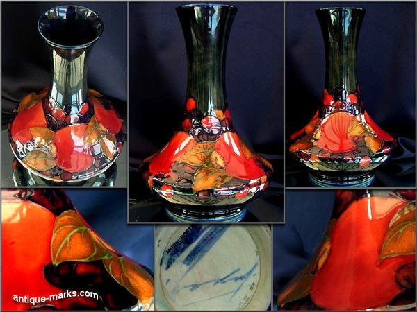william moorcroft pomegranate vase - the antiques a-to-z
