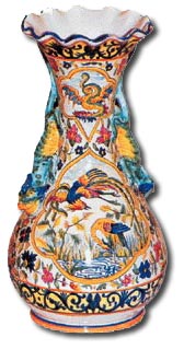 quimper faience vase  c1910 marked H R Quimper
