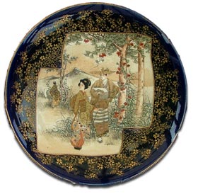antique marks glossary - antique term satsuma - signed satsuma cabinet plate