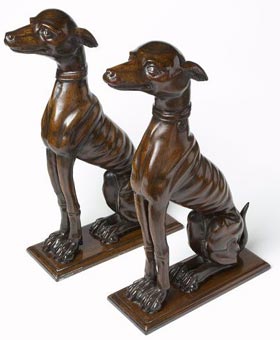 antique marks - matching pair of antique bronze mahogany venetian dogs