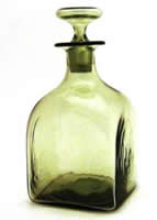 Whitefriars Glass sea green decanter, shape designed by Harry Powell