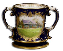 antique marks - handpainted worcester loving cup by harry davis