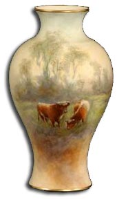 worcester john stinton 
	highland cattle vase