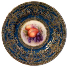 antiques a-to-z - royal worcester richard sebright fruit painted cabinet plate