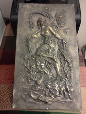 Fishing Goddess decoration on Bronze Plaque