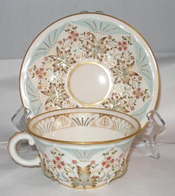 Decoration on ornate cup and saucer