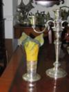 Art Glass Vase and Silver Holder